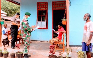 Satgas Yonif Kostrad-Lintas Sektoral Gencar Sosialisasi Cegah Penyebaran Covid-19