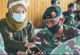 Prajurit Satgas Yonif 411 Terima Sosialisasi E-HAC dari KKP Merauke
