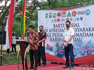 Gereja BICC dan GP Ansor Gelar Bhakti Sosial dan Apresiasi Masyarakat Bagi Pejuang Pemadam Karhutla Riau