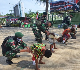 Semarakan HUT RI Ke-75, Satgas Yonif 413 Bremoro Selenggarakan Berbagai Perlombaan