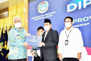 Diserahkan Langsung Gubsu, Plt. Bupati Humbahas Terima Dokumen DIPA dan TKDD 2021