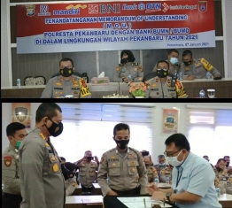 Kapolresta Teken MoU Dengan Bank BUMN-BUMD Se-Kota Pekanbaru