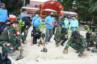 Danjen Kopassus Tanam 500 Mangrove di Pulau Karya Kepulauan Seribu