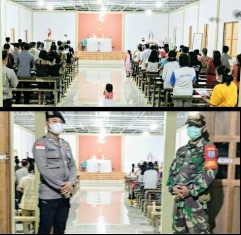 Babinsa Koramil Bersama Bhabinkamtibmas Kompak�Pengamanan Gereja di Sambas