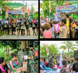 TNI Berbagi Tali Asih Saat Hari Idul Fitri di Kampung Mosso Papua