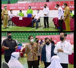 Presiden Jokowi Tinjau Vaksinasi Massal di GOR Pekanbaru