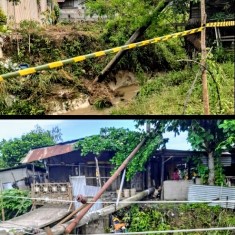 Lima Tiang PLN di Jalan Air Hitam Pekanbaru Tumbang, Ada Tiang Patah